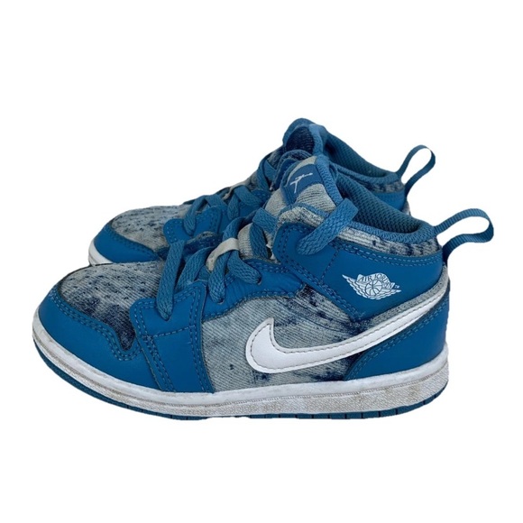 Air Jordan 1 Mid GS 'Washed Denim Size 10C Kids (S422) - Picture 1 of 9